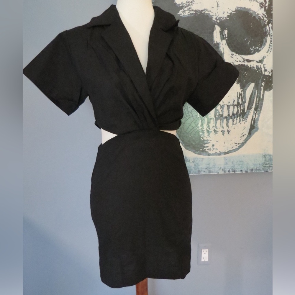 Forever 21 Black Sheath Mini Dress with Notched Collar